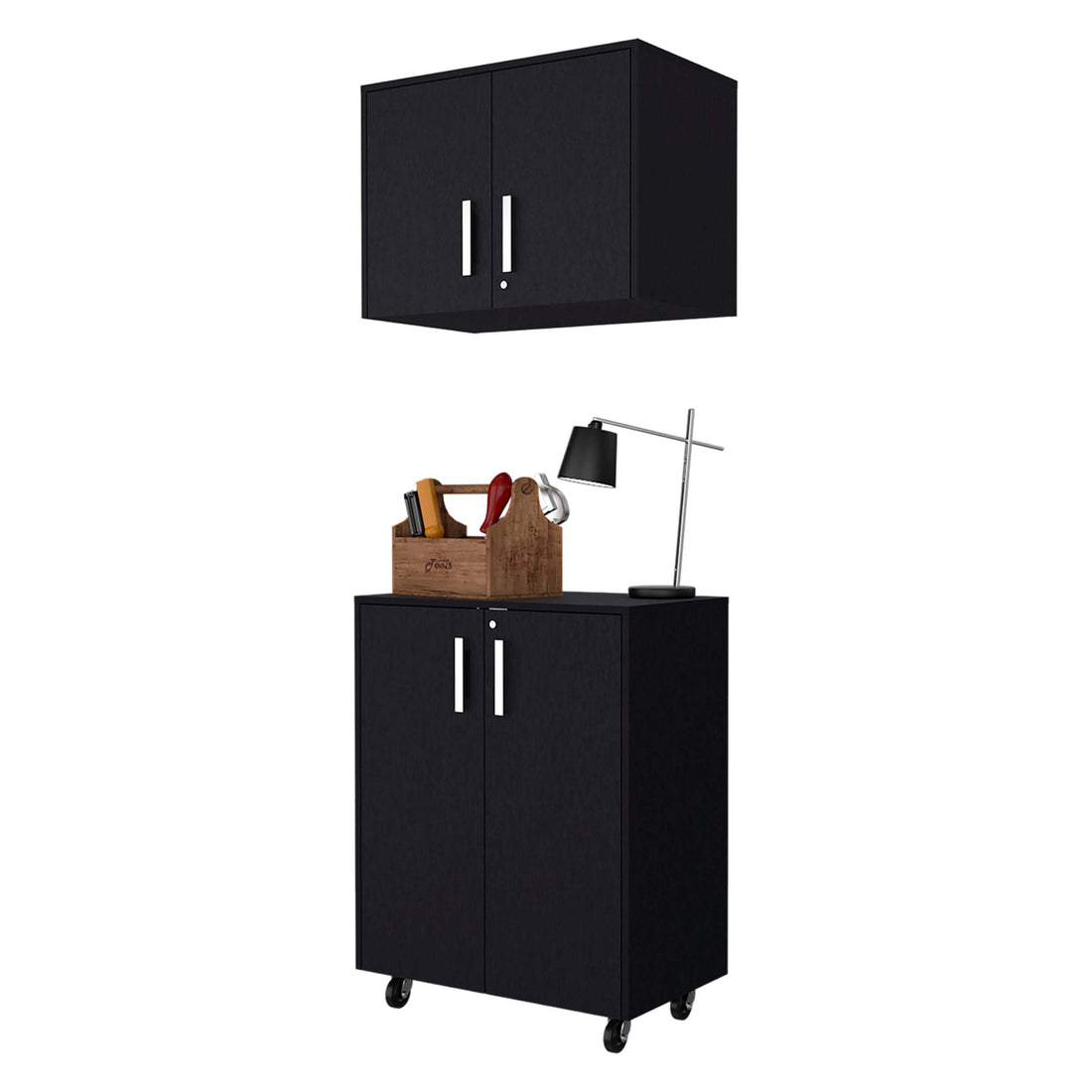 Black 2 Piece Garage Set Black Wood