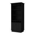 Black Glassware Rack Bar Cabinet 1 2 Shelves Black Primary Living Space Shelves Included Wood