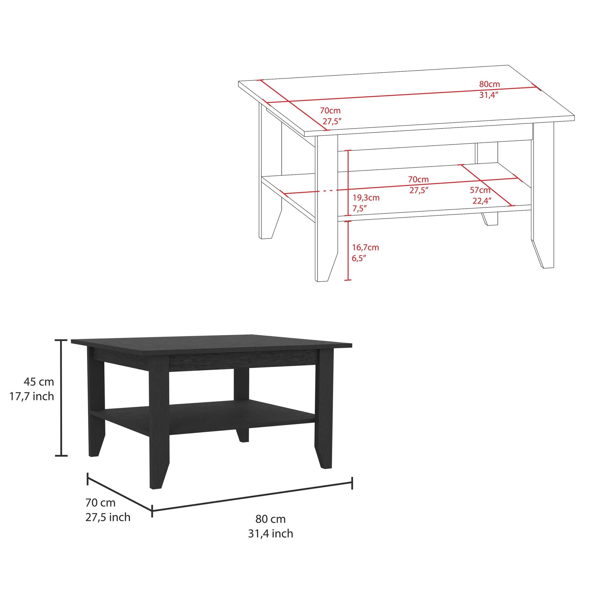 Dayton Black 2 Piece Living Room Set Black Wood