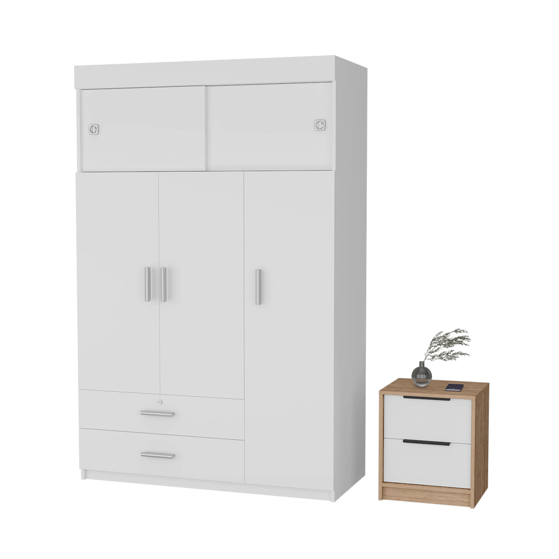 Marshall White And Light Oak 2 Piece Bedroom Set White Oak Wood