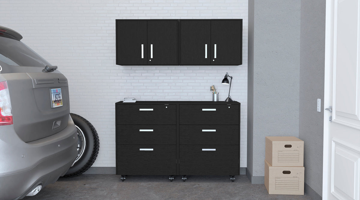 Kaitlyn Black 4 Piece Garage Set Black Wood