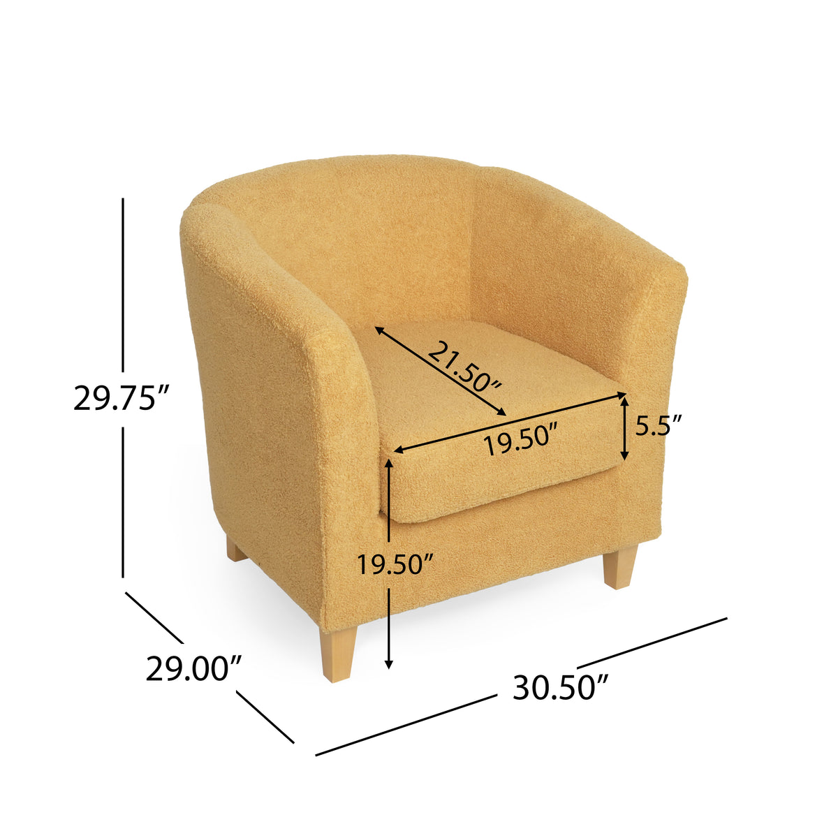 Cortina Fabric Club Chair Mustard Yellow Primary Living Space Casual,Contemporary,Cute Birch Fabric