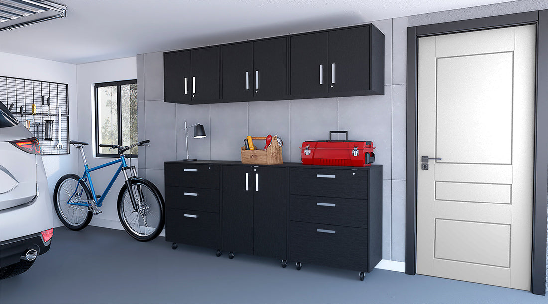 Jenna Black 6 Piece Garage Set Black Wood