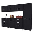 Megan Black 7 Piece Garage Set Black Wood