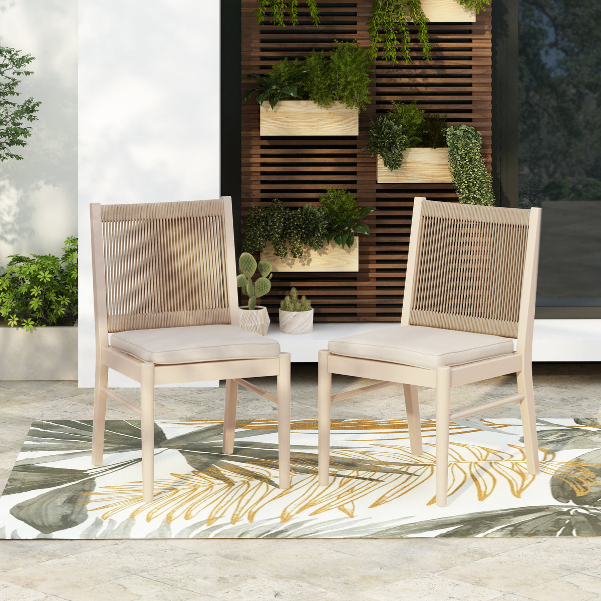 Cordoba Kd Dining Chair Mp2 Set Of 2 Yes Acacia Wood Garden & Outdoor Modern 2 Person Seating Group Acacia Wood