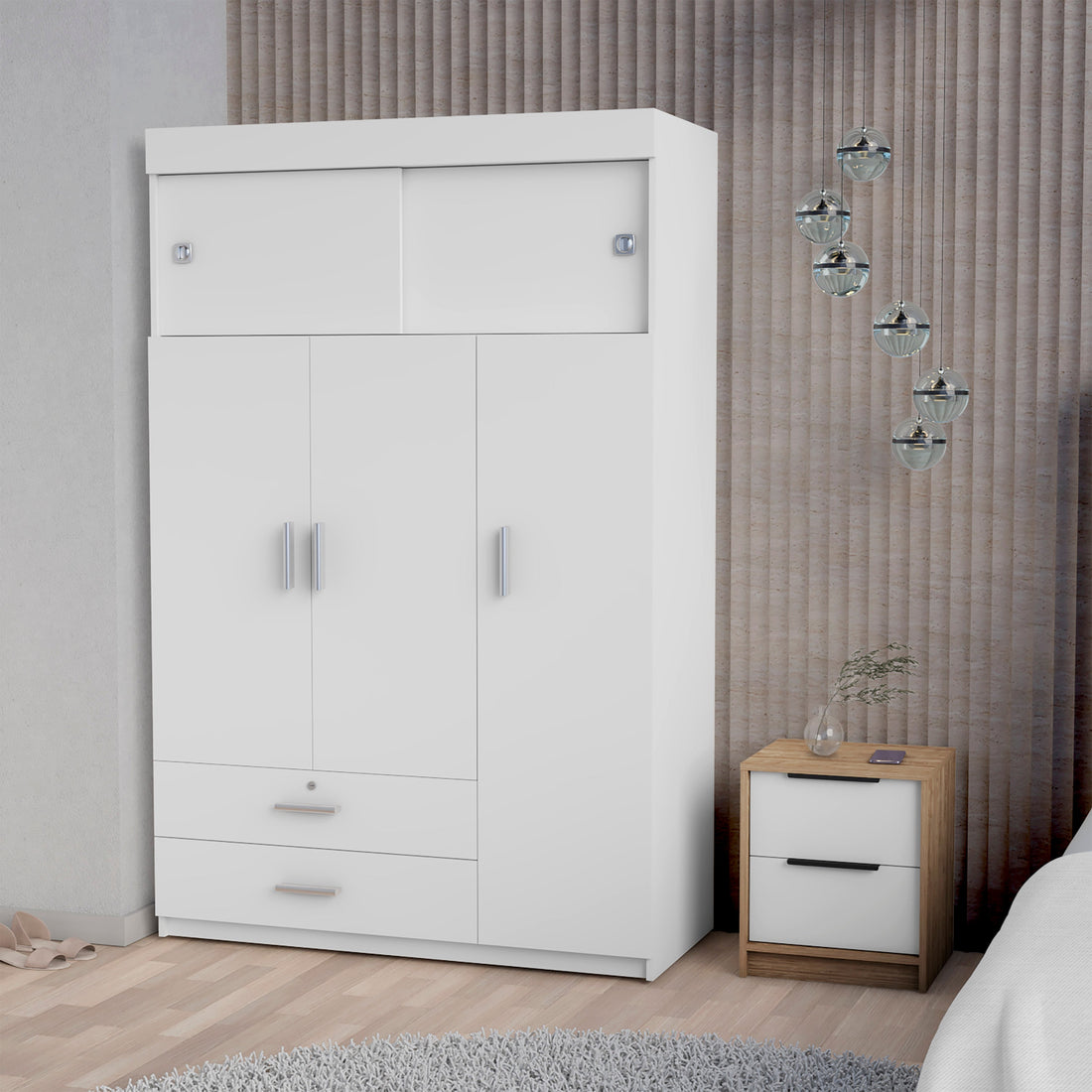 Marshall White And Light Oak 2 Piece Bedroom Set White Oak Wood