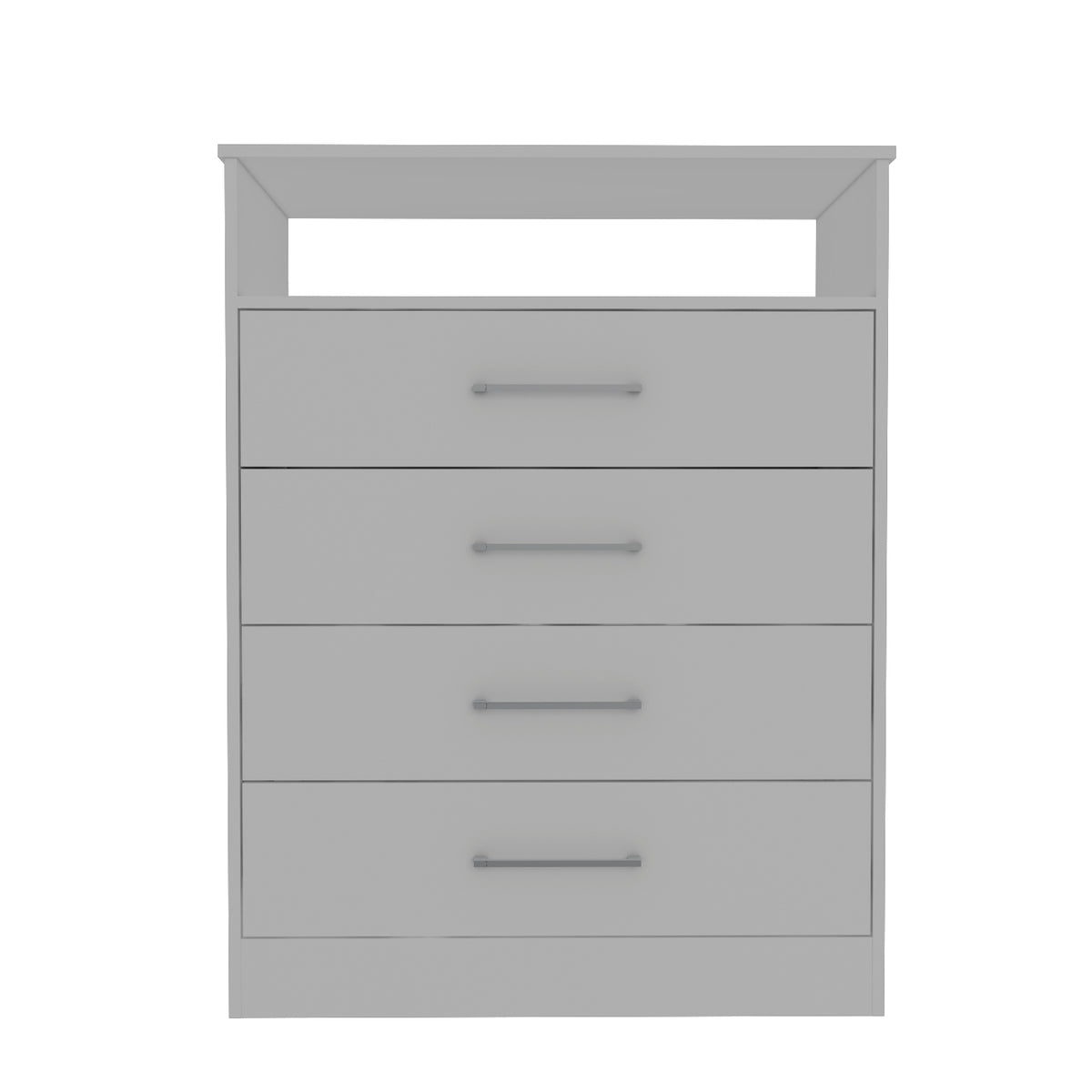 Continental Dresser, Superior Top, Four Drawers, One Shelf White White Bedroom Modern Particle Board Particle Board