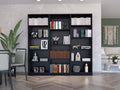 Lowell Black 3 Piece Living Room Set With 3 Bookcases 8 Or More Black Standard Horizontal Primary Living Space Closed Back Wood Wood