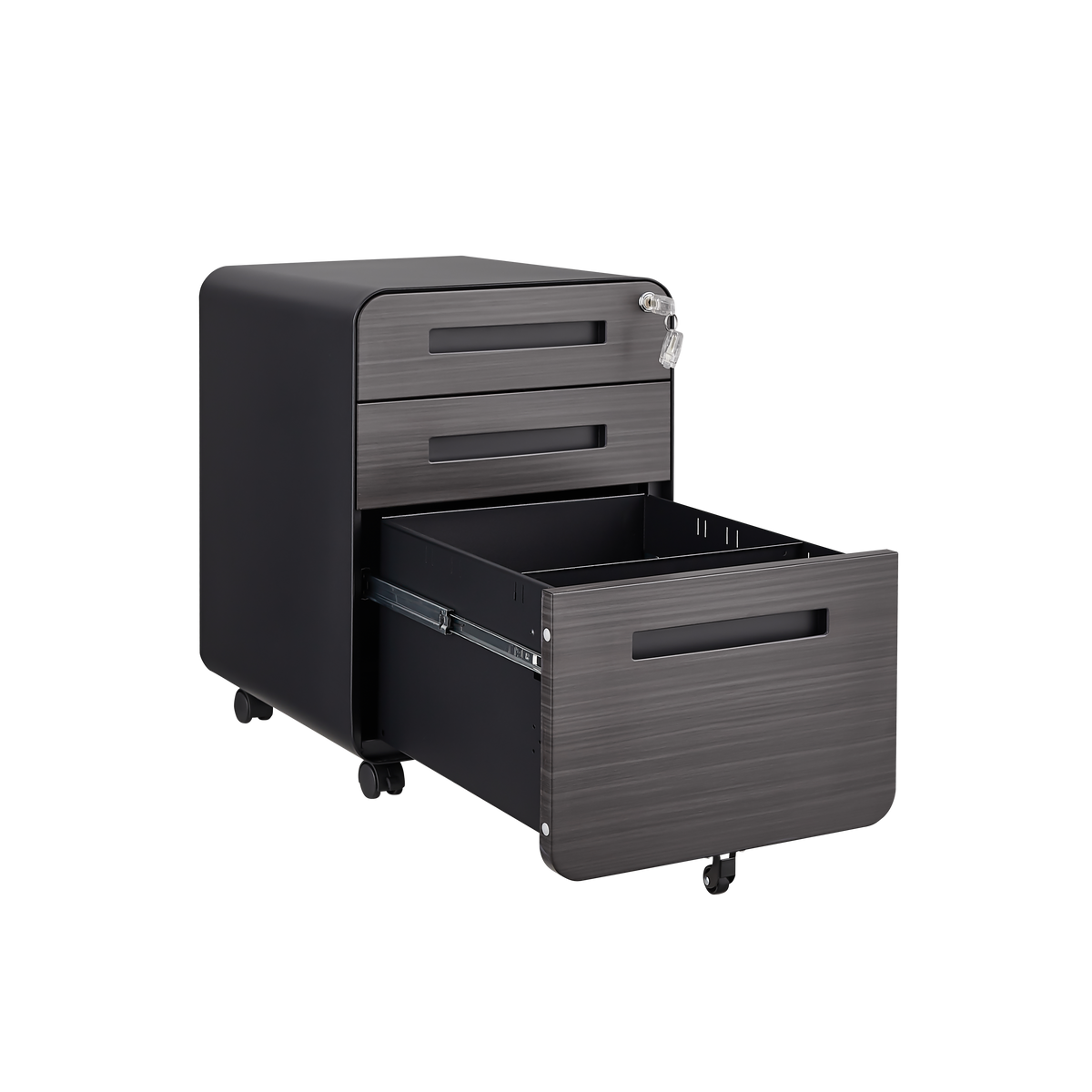 3 Drawer Mobile File Cabinet Under Desk Office,Simple Style Versatile Storage Cabinet For Legal Letter A4 Files, 5 Wheel Design Anti Tilting Cold Rolled Steel Waterproof Moisture Proof Black Filing Cabinets 3 4 Drawers Black Office Mobile Modern Metal