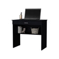 Kaylor Storage Desk, Modern Design With Drawer And Shelf Black Office Freestanding Pine Drawers Computer Tables Particle Board Engineered Wood