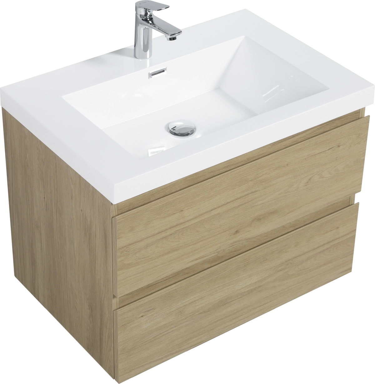 30" Floating Bathroom Vanity With Sink, Modern Wall Mounted Bathroom Storage Vanity Cabinet With Resin Top Basin And Soft Close Drawers, Natural Oak 24V11 30No 24Vangela 30 6066 2 Oak Bathroom Wall Mounted Mdf