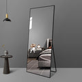 65*24 Inch Floor Mirror Full Length Mirror Ultra Thin Aluminum Alloy Frame Modern Style Standing Hanging Mirror Wall Mounted Mirror Black Modern Glass Metal
