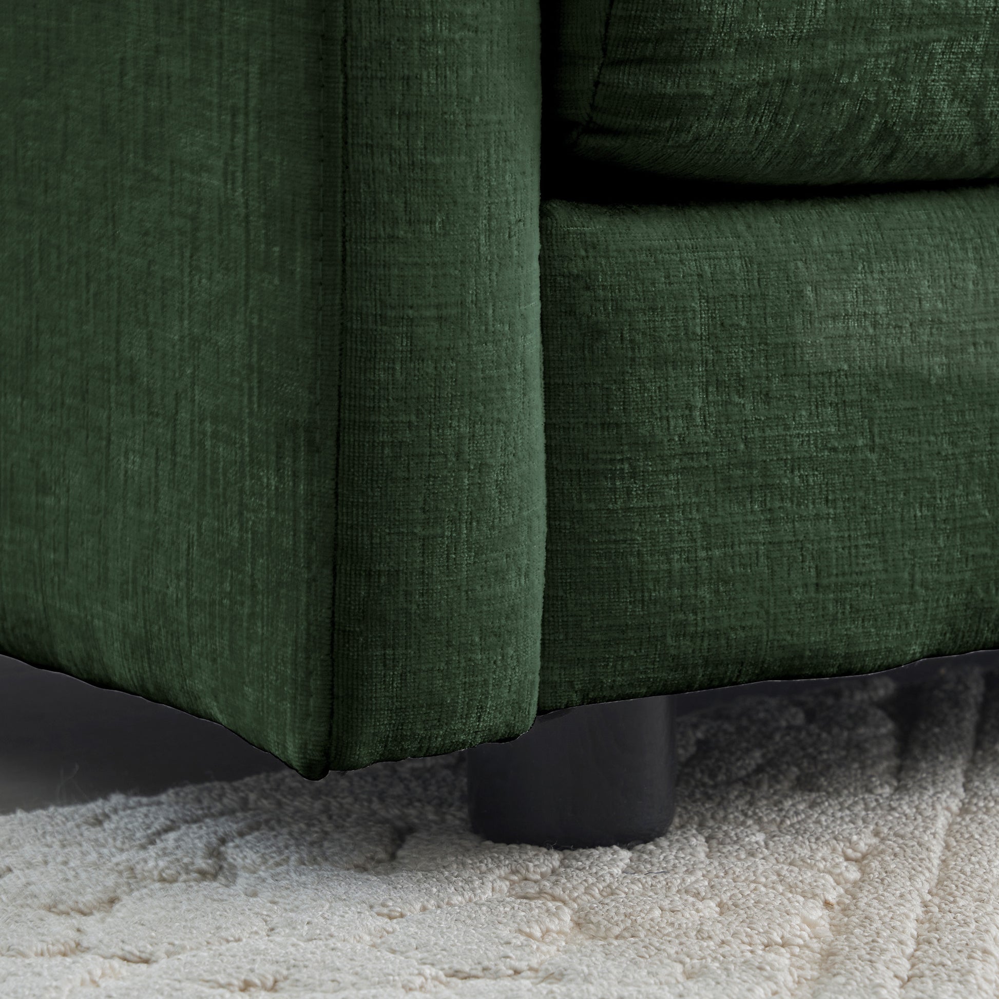 Comfortable Deep Seat Reversible Modular 6 Seater Sectional Super Soft Sofa U Shaped Sectional Couch With 3 Ottomans, 3 Toss Pillows And 2 Arm Pillows Green Chenille 3 Seat