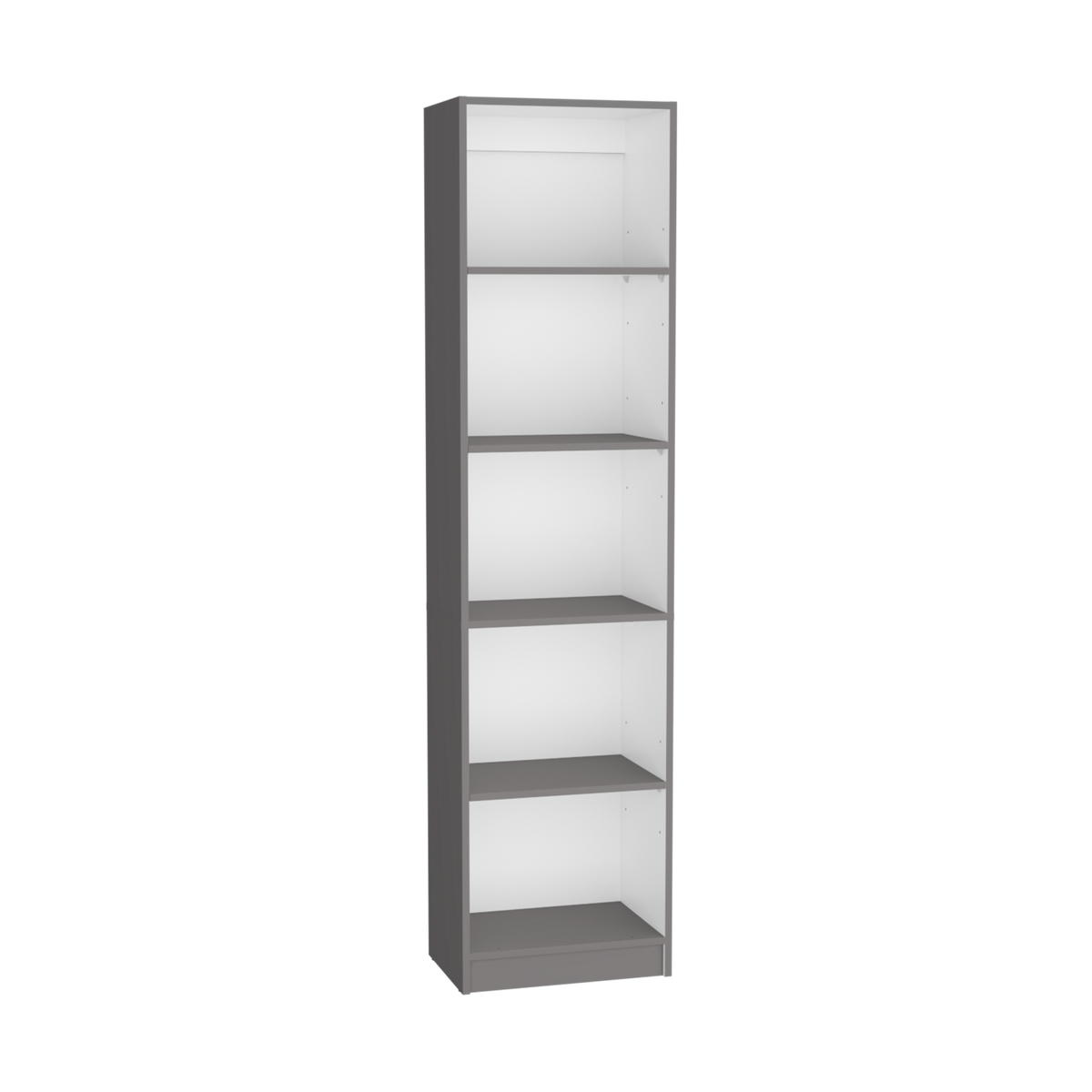 Home Xs Bookcase With 5 Tier Shelves And Slim Design Matt Gray White Office Multi Particle Board Particle Board