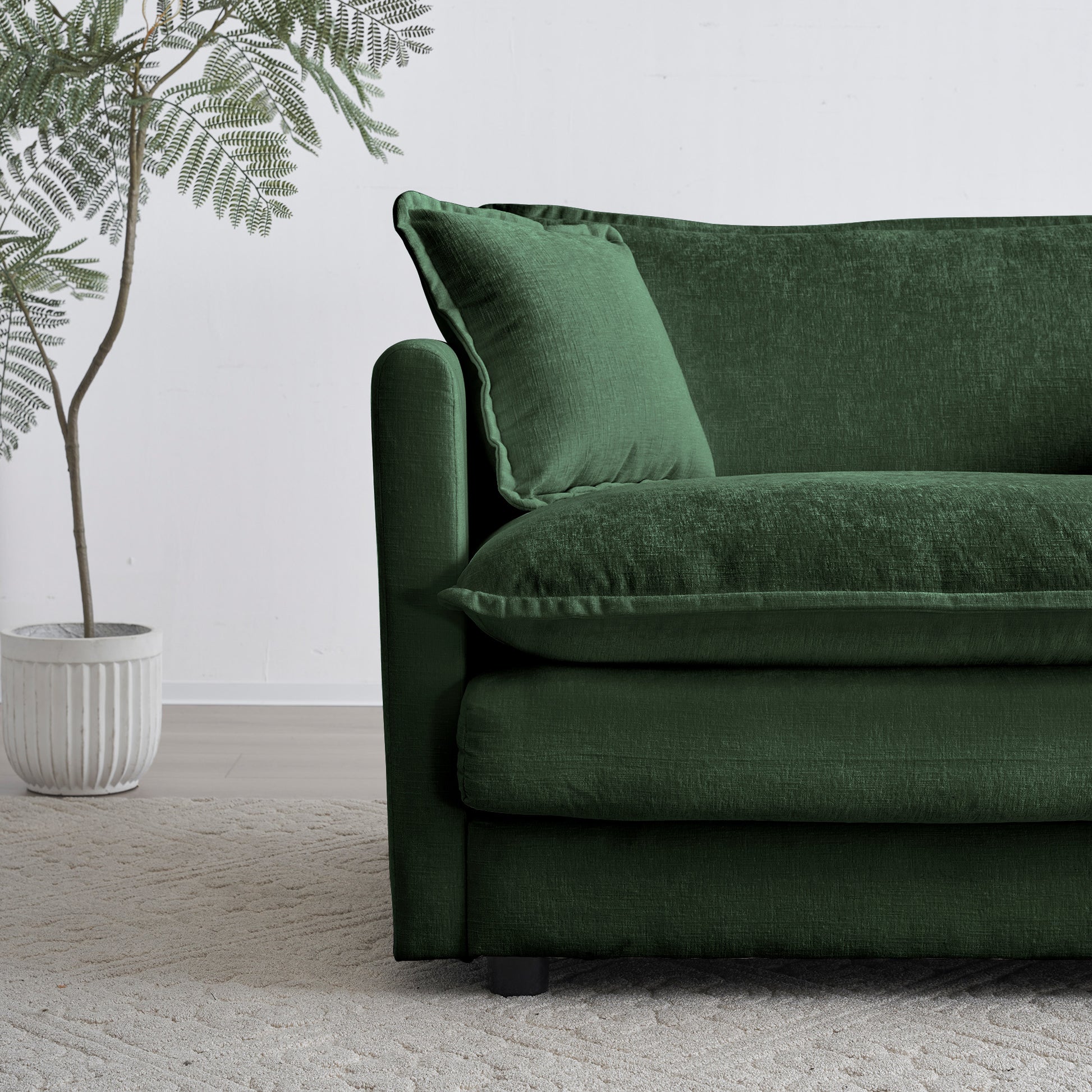 Free Combination Comfy Upholstery Modular Oversized L Shaped Sectional Sofa With Reversible Ottoman, Green Chenille Green Chenille 3 Seat