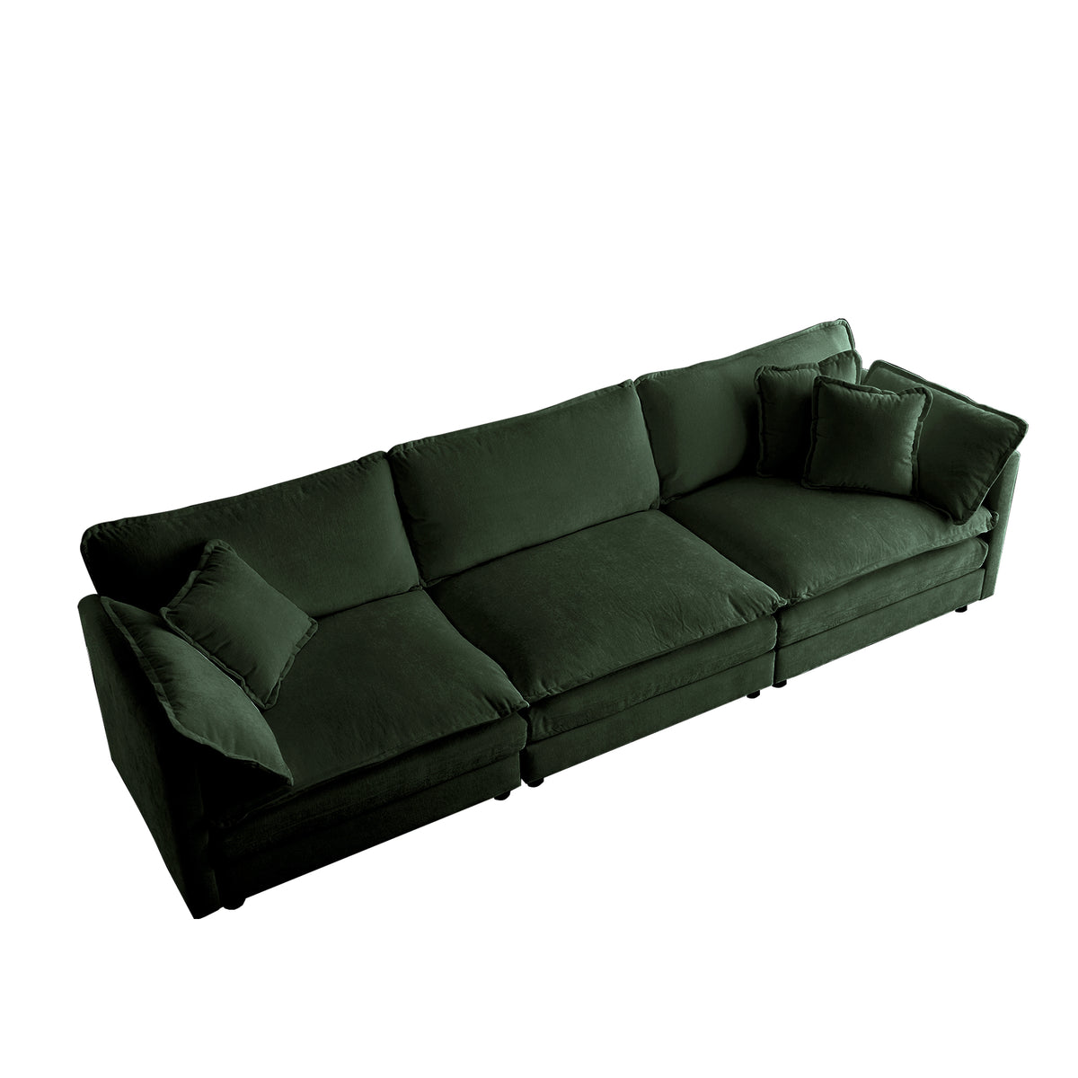 Sofa Set Of 3, 1 1 3 Seats Living Room Sofa Set, Accent Chair, Loveseat, And Three Seat Sofa Modern Style Round Arms 3 Piece Sofa Set, Green Chenille Green Chenille 5 Seat