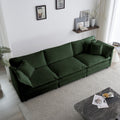 Sofa Set Of 3, 1 1 3 Seats Living Room Sofa Set, Accent Chair, Loveseat, And Three Seat Sofa Modern Style Round Arms 3 Piece Sofa Set, Green Chenille Green Chenille 5 Seat
