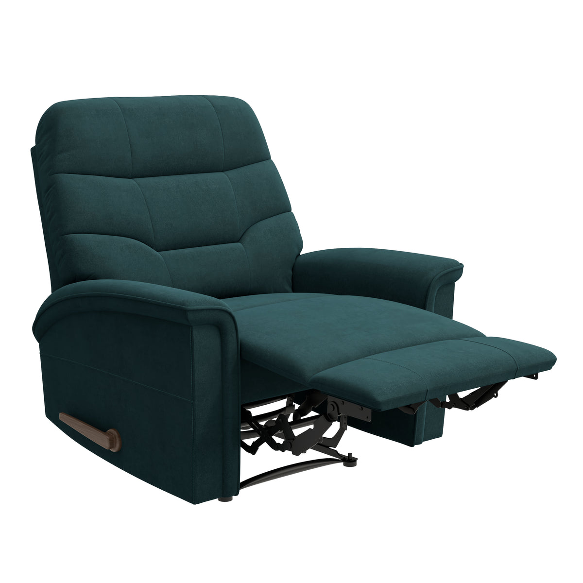 The Newport Recliner Teal Blue Polyester Manual Handle Wood Cushion Back Handle Pine Flared Arms Polyester