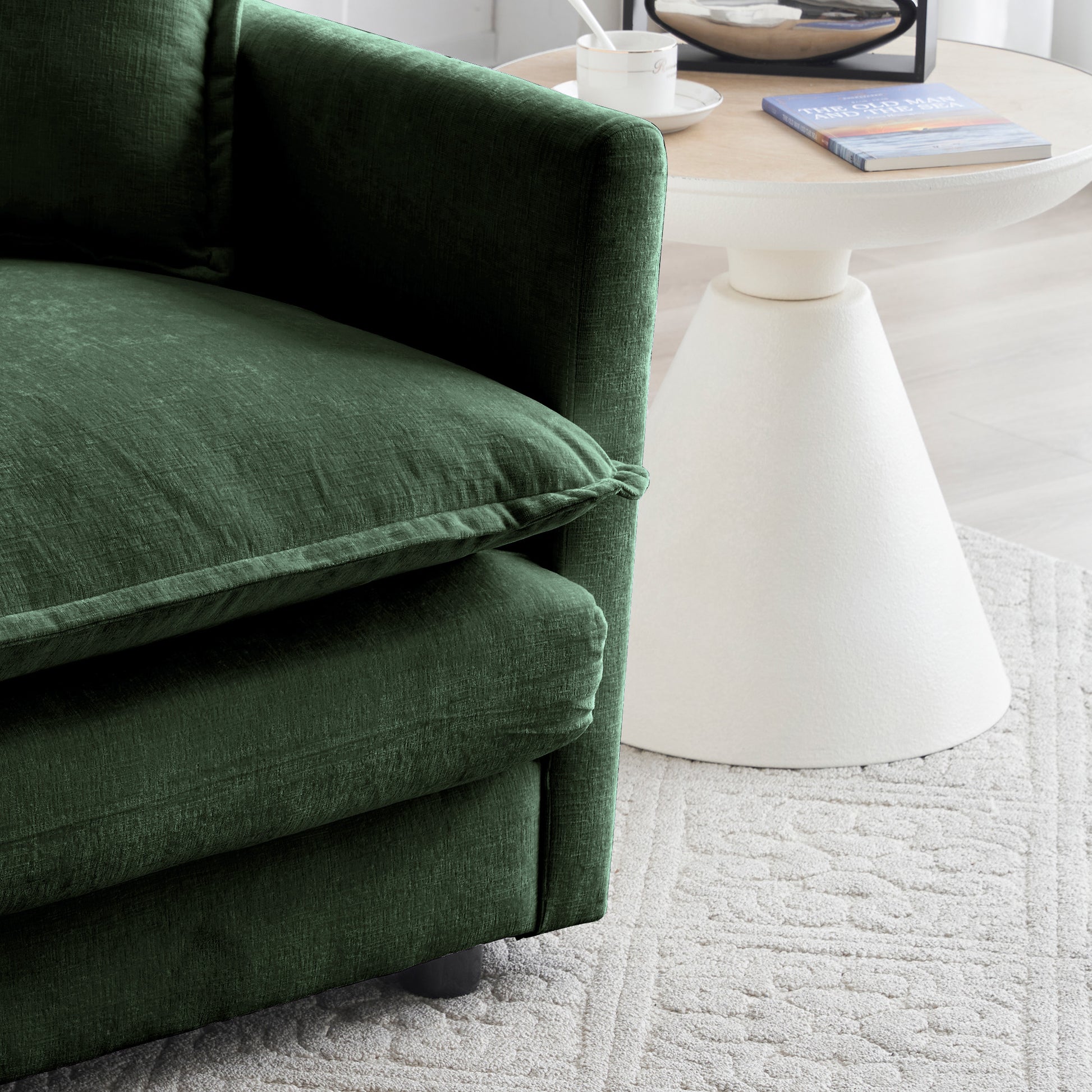 Free Combination Comfy Upholstery Modular Oversized L Shaped Sectional Sofa With Reversible Ottoman, Green Chenille Green Chenille 3 Seat