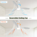 52 Inch Integrated Led 3 Wood Fan Blade Kit And 6 Speed Remote Control White Metal & Wood