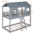 Twin Over Twin Bunk Bed Wood Bed With Roof, Window, Guardrail, Ladder Gray Old Sku :Lt000045Aae Twin Gray Solid Wood