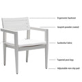 7Pc Patio Aluminum Furniture, Modern Dining Set Including 4 Dining Chairs & 2 Swivel Rockers Sunbrella Fabric Cushioned And Two Tone Table Top Rectangle Table With Umbrella Hole, Matte White Grayish Yes Matte White Grayish Seats 6 Rust Resistant Frame