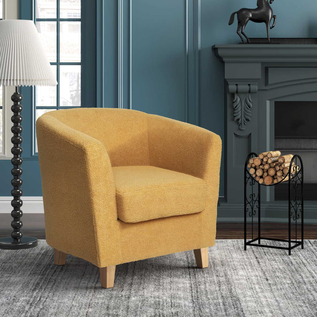 Cortina Fabric Club Chair Mustard Yellow Primary Living Space Casual,Contemporary,Cute Birch Fabric