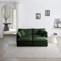 4 Piece Upholstered Sectional Sofa, 1 Piece Of 2 Seater Sofa And 2 Piece Of Ottomans2 Seater Loveseat Lounge With Ottomansgreen Chenille Green Chenille 2 Seat