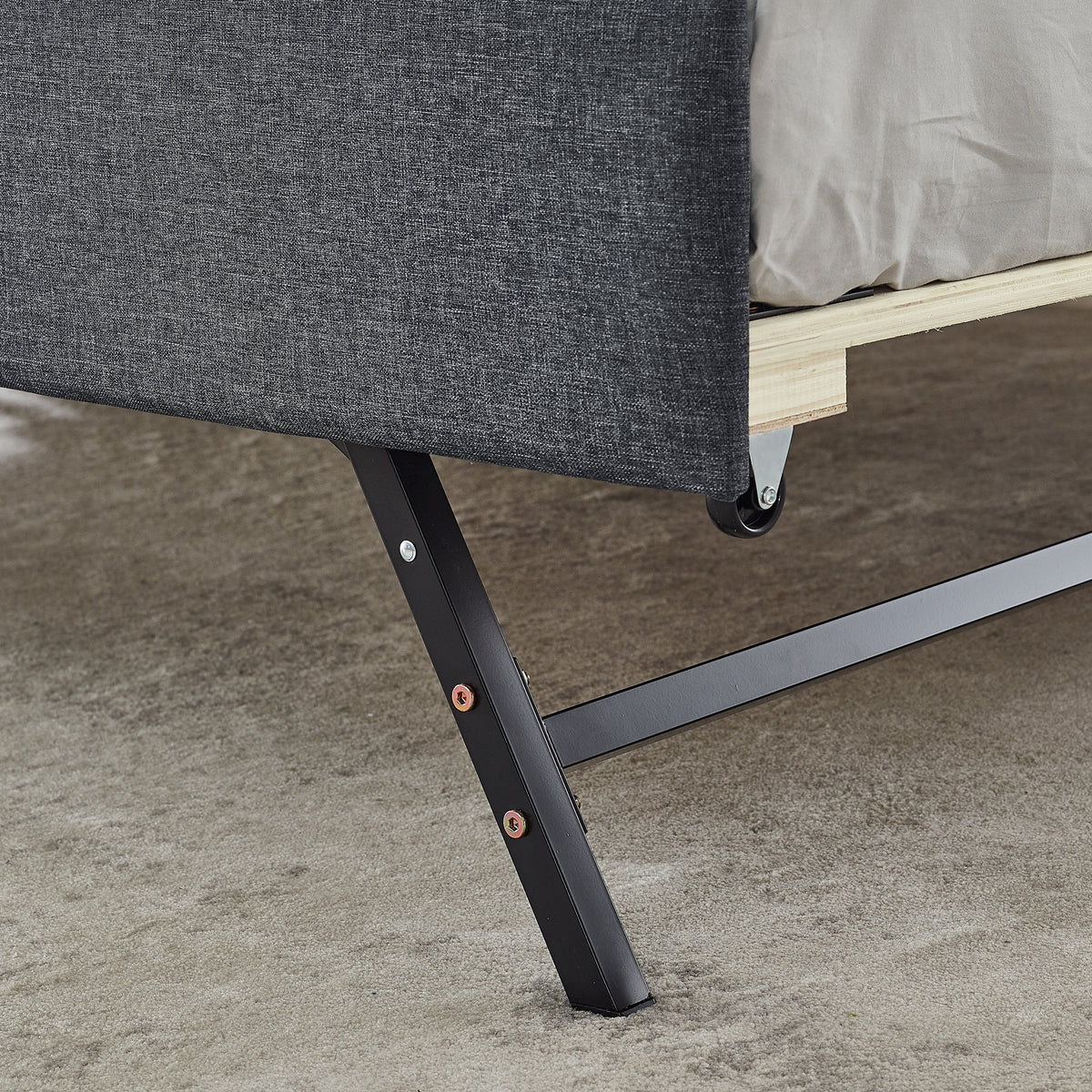Twin Size Upholstery Daybed With Twin Size Erectable Trundle And Usb Charging Design, Linen Dark Gray Twin Dark Gray Linen