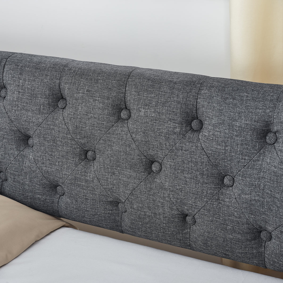 Twin Size Upholstery Daybed With Twin Size Erectable Trundle And Usb Charging Design, Linen Dark Gray Twin Dark Gray Linen
