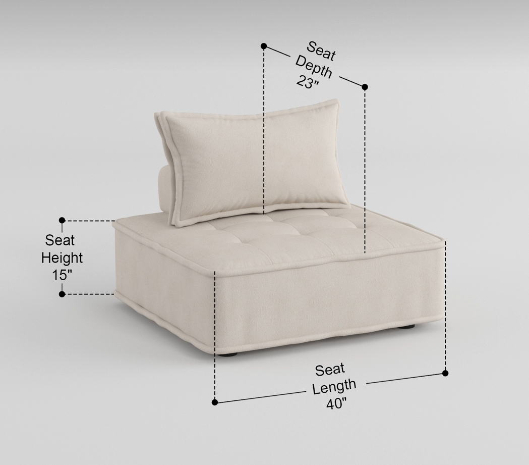 Living Room Furniture Tufted Accent Chair With Bolster Pillow Beige Boucle Fabric Upholstered 1Pc Modern Modular Armless Chair Solid Wood Beige Primary Living Space Contemporary,Modern Solid Wood