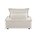 Living Room Furniture Tufted Accent Chair With Bolster Pillow Beige Boucle Fabric Upholstered 1Pc Modern Modular Armless Chair Solid Wood Beige Primary Living Space Contemporary,Modern Solid Wood