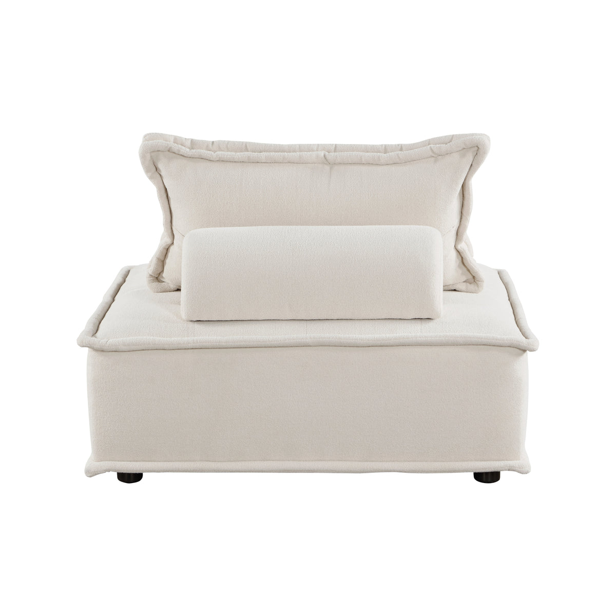 Living Room Furniture Tufted Accent Chair With Bolster Pillow Beige Boucle Fabric Upholstered 1Pc Modern Modular Armless Chair Solid Wood Beige Primary Living Space Contemporary,Modern Solid Wood