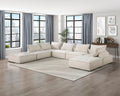 Living Room Furniture Tufted Accent Chair With Bolster Pillow Beige Boucle Fabric Upholstered 1Pc Modern Modular Armless Chair Solid Wood Beige Primary Living Space Contemporary,Modern Solid Wood