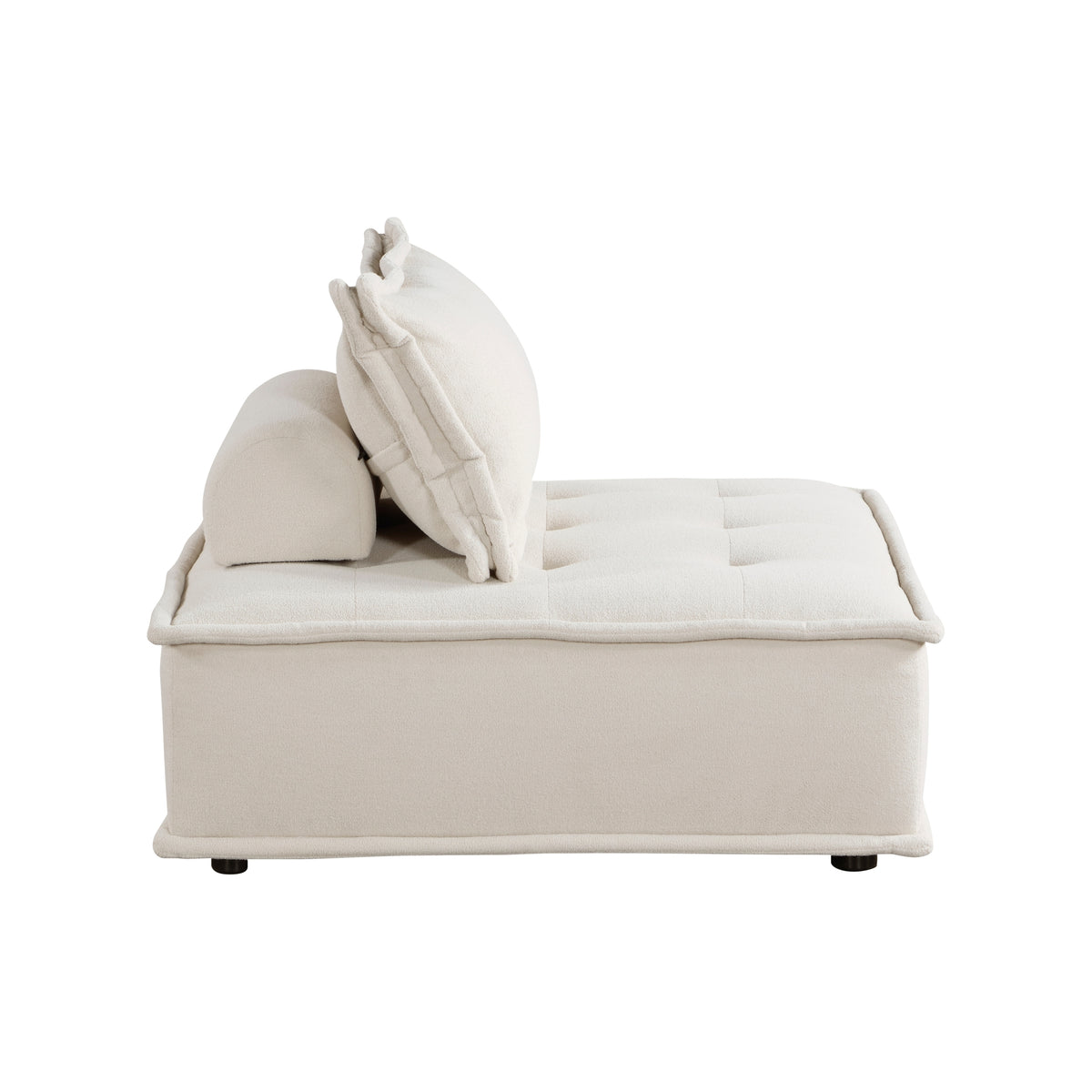Living Room Furniture Tufted Accent Chair With Bolster Pillow Beige Boucle Fabric Upholstered 1Pc Modern Modular Armless Chair Solid Wood Beige Primary Living Space Contemporary,Modern Solid Wood
