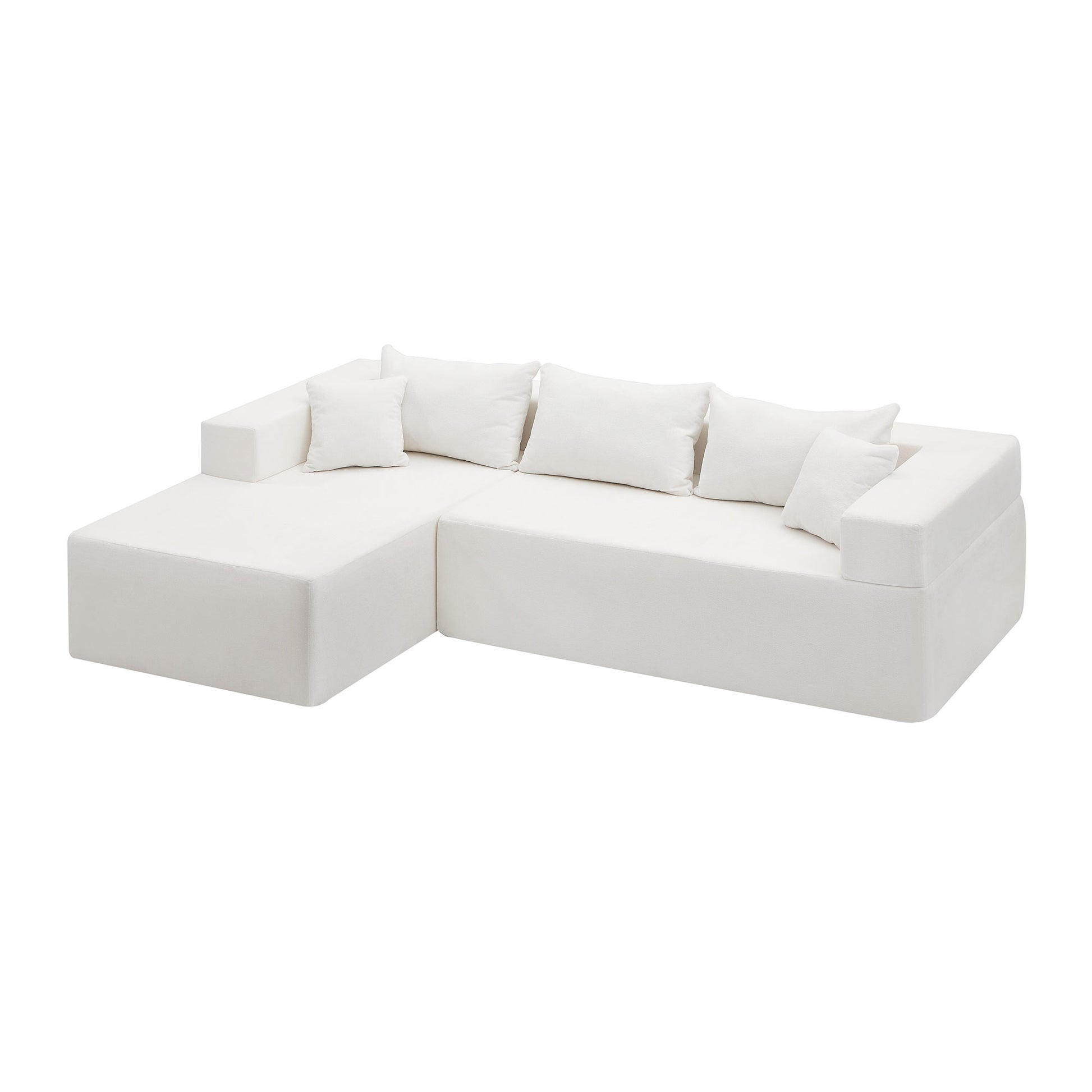 L Shape Modular Sectional Living Room Sofa Set Upholstered Sleeper Sofa For Living Room,16.53 Inch Cushion Heightening, 2 Pc Free Combination.Beige Beige Fabric 3 Seat