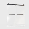 56 60 Inches W *76 Inches H Frameless Double Sliding Soft Close Shower Door In Matte Black,3 8 Inches 10Mm Thick Sgcc Tempered Glass Door Black Glass Metal