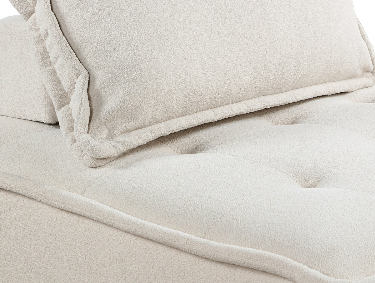 Living Room Furniture Tufted Accent Chair With Bolster Pillow Beige Boucle Fabric Upholstered 1Pc Modern Modular Armless Chair Solid Wood Beige Primary Living Space Contemporary,Modern Solid Wood