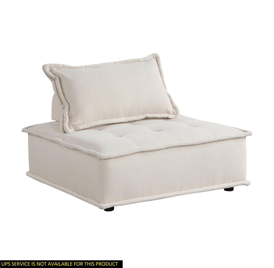Living Room Furniture Tufted Accent Chair With Bolster Pillow Beige Boucle Fabric Upholstered 1Pc Modern Modular Armless Chair Solid Wood Beige Primary Living Space Contemporary,Modern Solid Wood