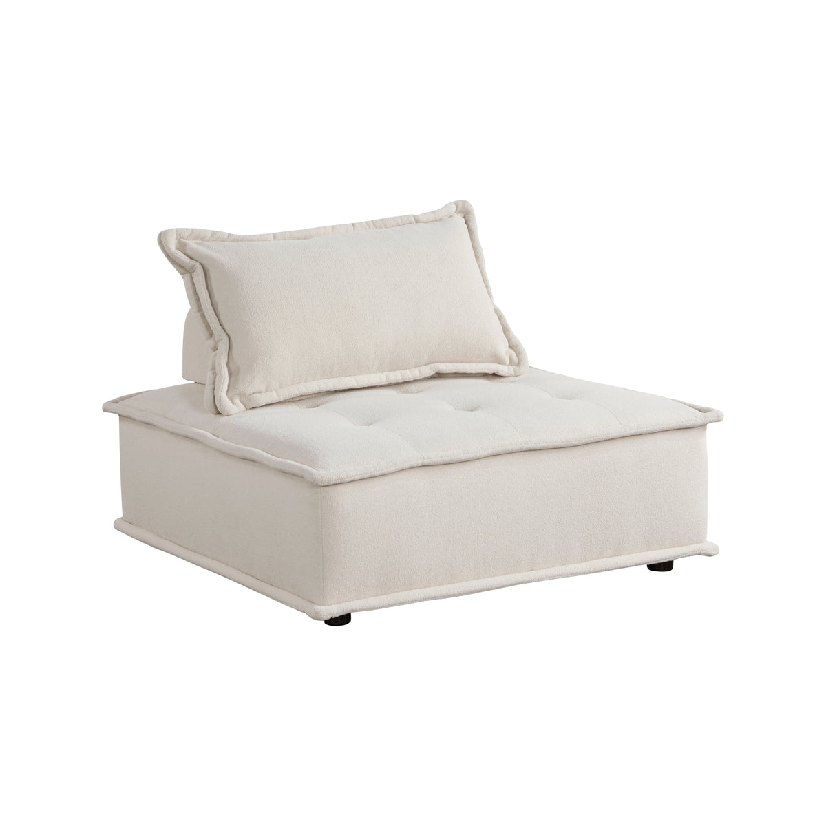 Living Room Furniture Tufted Accent Chair With Bolster Pillow Beige Boucle Fabric Upholstered 1Pc Modern Modular Armless Chair Solid Wood Beige Primary Living Space Contemporary,Modern Solid Wood