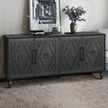 Carved Flower Door Large Storage Cabinet With Metal Handle Suitable For Living Room, Kitchen, Entryway Black Black Primary Living Space Mdf