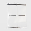 56 60 Inches W *76 Inches H Frameless Double Sliding Soft Close Shower Door In Matte Black,3 8 Inches 10Mm Thick Sgcc Tempered Glass Door Black Glass Metal