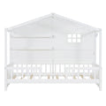 Twin Size House Bed With Shelves, House Bed With Window And Sparkling Light Strip On The Roof, White Twin White Solid Wood Mdf