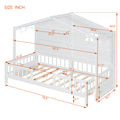 Twin Size House Bed With Shelves, House Bed With Window And Sparkling Light Strip On The Roof, White Twin White Solid Wood Mdf