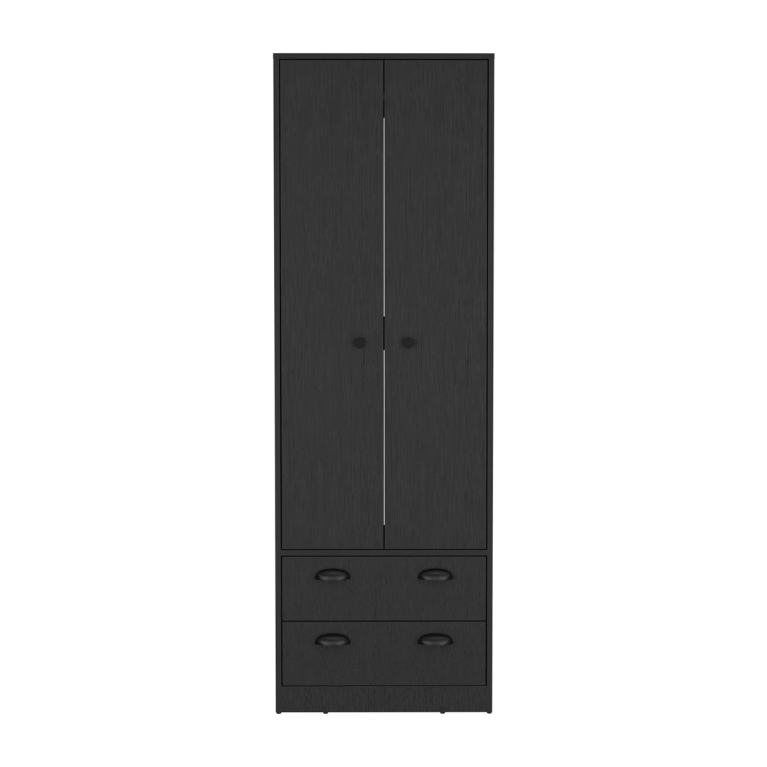 St Monans Armoire With Double Door And 2 Drawers Black Black Bedroom Modern Particle Board Particle Board