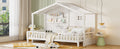 Twin Size House Bed With Shelves, House Bed With Window And Sparkling Light Strip On The Roof, White Twin White Solid Wood Mdf