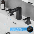 Bathroom Faucets For Sink 3 Hole Black 8 Inch Widespread Bathroom Sink Faucet With Pop Up Drain Double Lever Handle Faucet Bathroom Vanity Faucet Basin Mixer Tap Faucet With Hose Bathroom Joystick Geometric Two Black Side Sprayer Deck Mounted Cartridge
