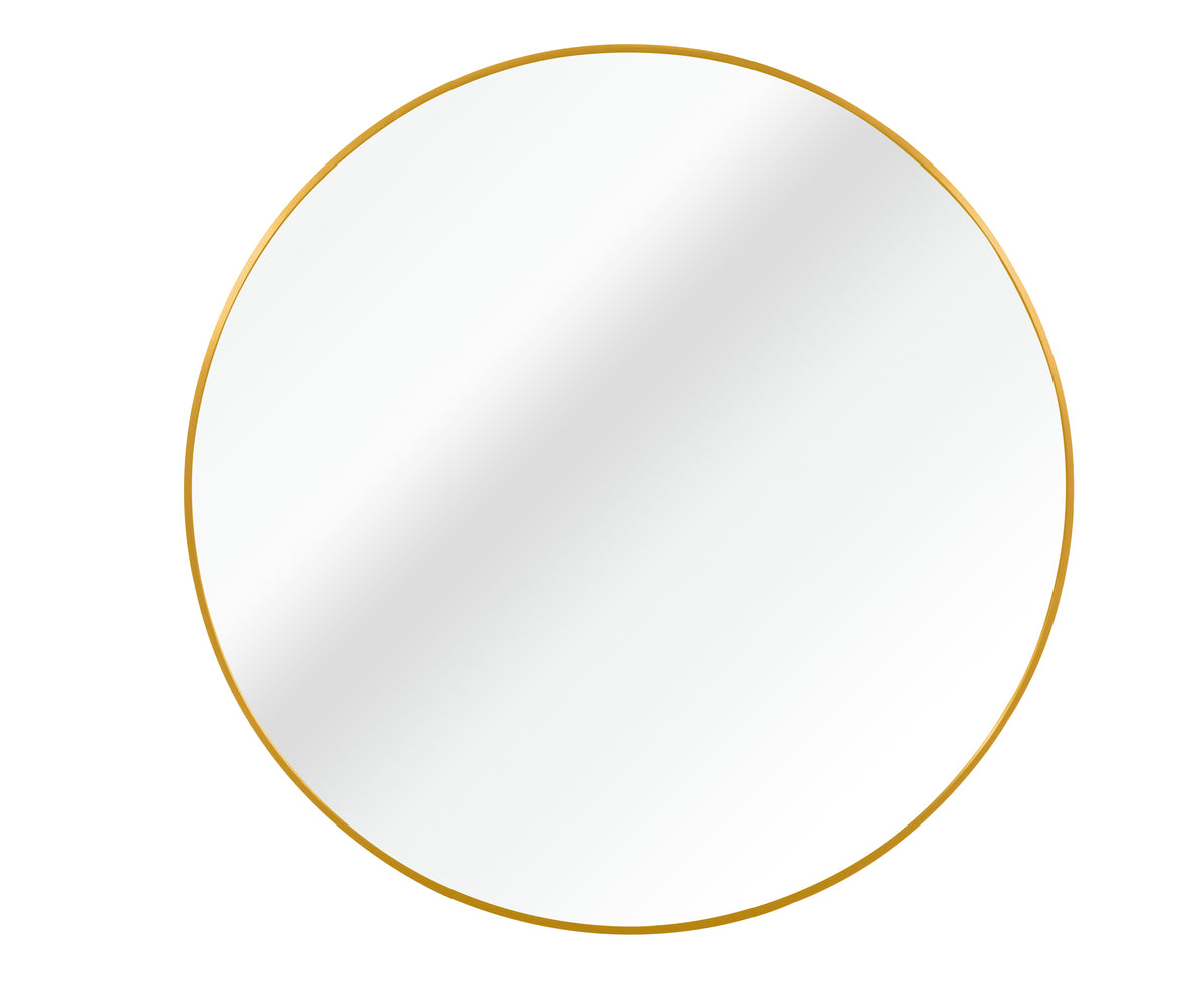 Gold 30 Inch Metal Round Bathroom Mirror Gold Classic Mdf Glass Aluminium Alloy