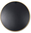 Gold 32 Inch Metal Round Bathroom Mirror Gold Classic Mdf Glass Aluminium Alloy