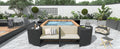 Spa Surround Spa Frame Quadrilateral Outdoor Rattan Sectional Sofa Set With Mini Sofa,Wooden Seats And Storage Spaces, Beige Yes Beige Water Resistant Frame Water Resistant Cushion Garden & Outdoor Sectional Seating Groups Foam Rattan Waterproof Fabric